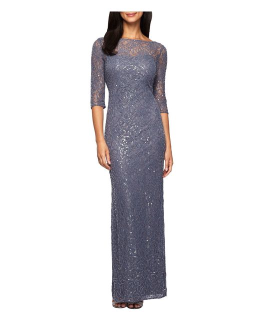 sequined lace column gown