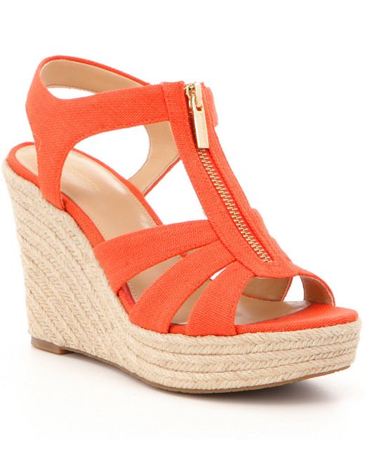 Michael michael kors Berkley Weave Canvas Espadrille Wedge Sandals | Lyst