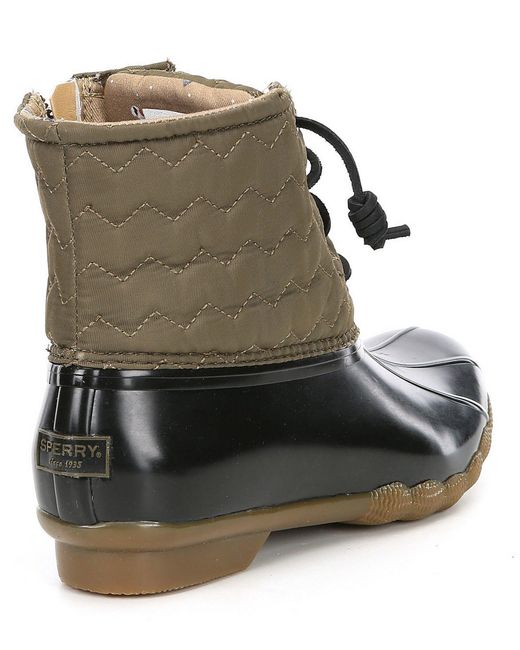 sperry olive quilted duck boots