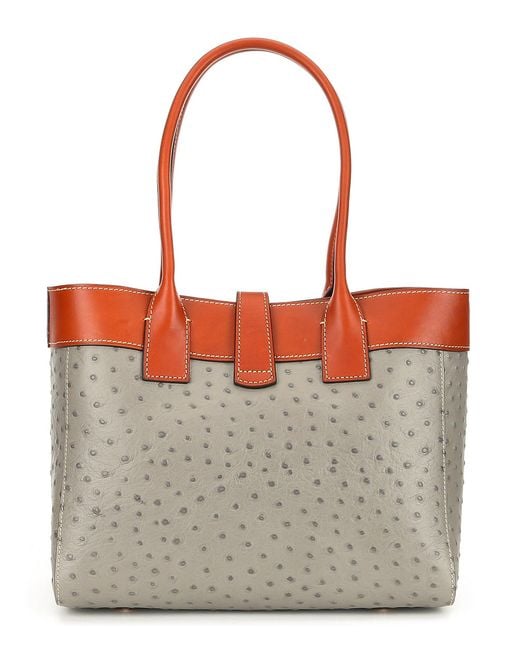 Lyst Dooney & Bourke Ostrich Collection Large Amelie Shoulder Bag in Gray