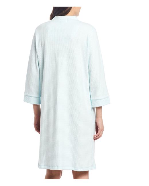 Download Miss Elaine Brushed Waffle Knit Zip-front Robe in Blue ...