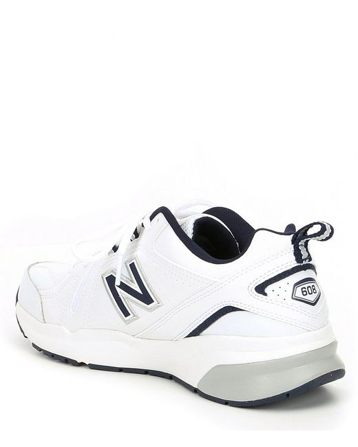 New Balance Synthetic Men's 608 V5 Training Shoe in White/Navy (White ...