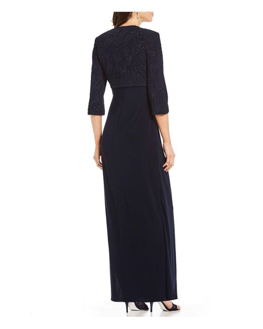Alex Evenings Synthetic Petite Size Ruched 2piece Glitter Jacket Dress