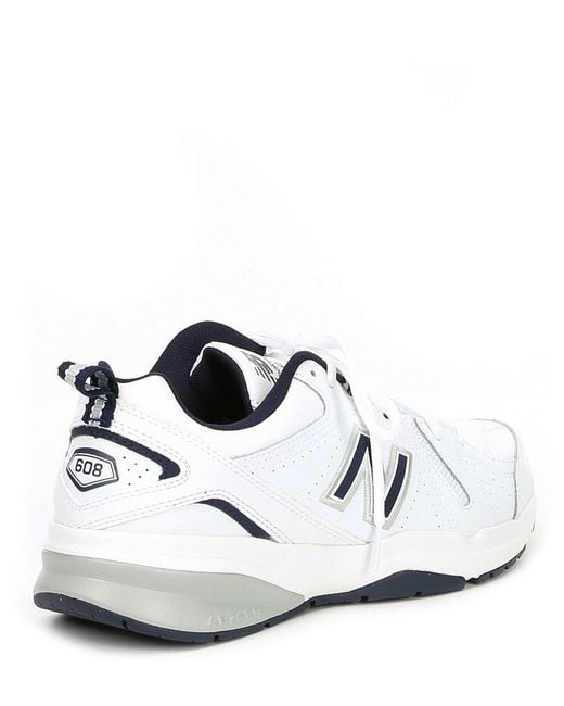 New Balance Synthetic Men's 608 V5 Training Shoe in White/Navy (White ...