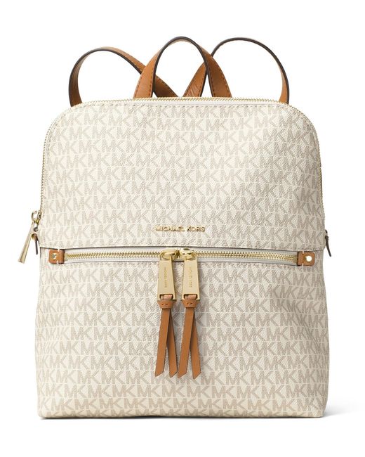 Lyst - Michael Michael Kors Rhea Signature Zip Slim Backpack