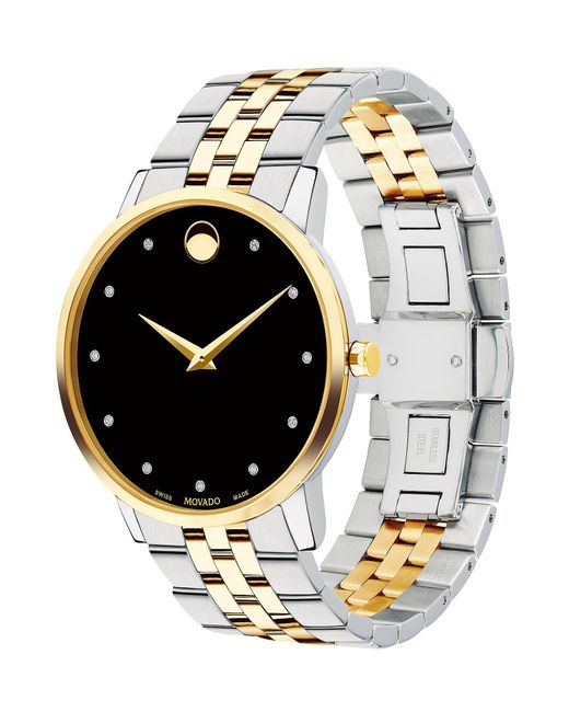 movado watch silver and gold