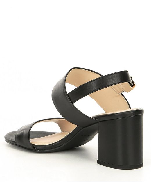 black block heel leather sandals