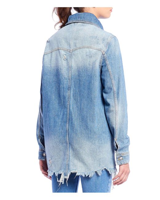 moonchild distressed denim shirt jacket