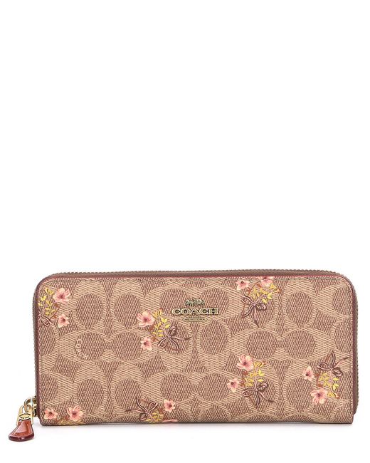 COACH Signature Coated Canvas Floral Bow Print Slim Accordion Zip Wallet - Lyst