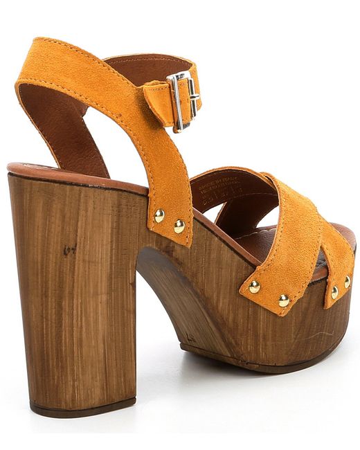 ALDO Deleniel Suede Wood Platform Sandals - Lyst