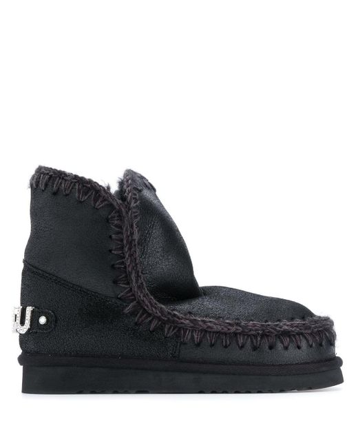 Mou Eskimo 18 Rhinestone Logo Ankle Boots in Black | Lyst