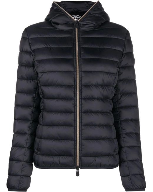 Save The Duck Synthetic Alexis Iris Quilted Hooded Jacket in Black | Lyst