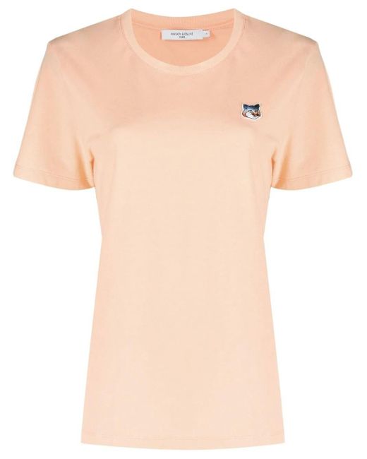 Maison Kitsuné Cotton Short Sleeve T-shirt in Orange | Lyst