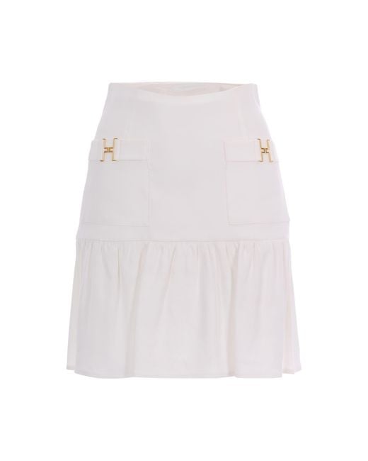Elisabetta Franchi White Skirt Gathered