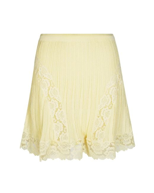 Self-Portrait Yellow Pointelle Skirt