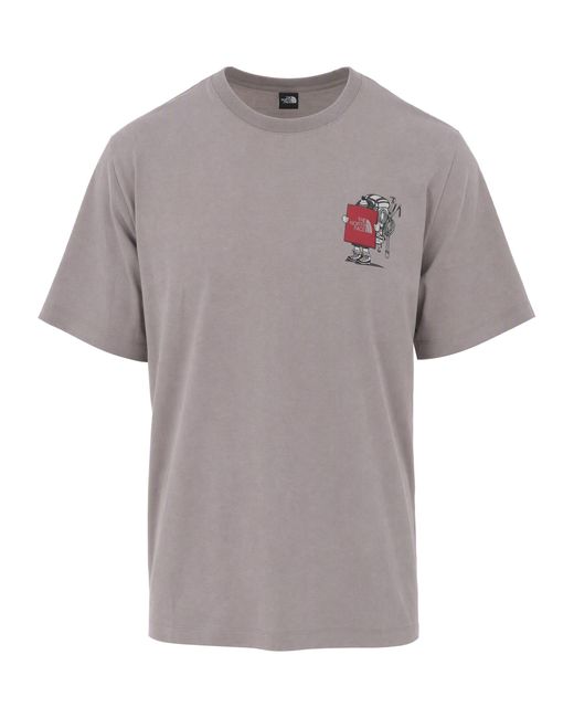 The North Face Gray T-Shirt Stampa Stone Slab for men