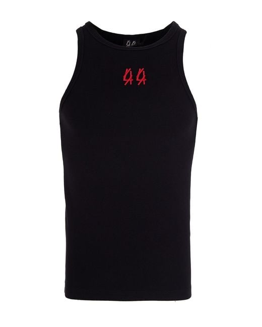 44 Label Group Black Canotta Con Logo Nera for men