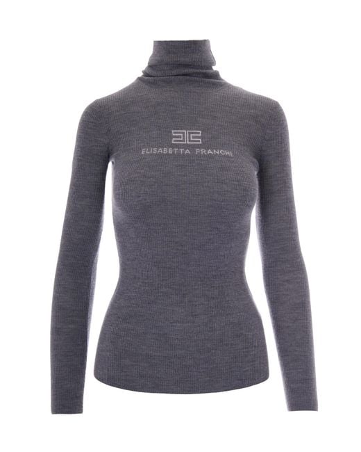 Elisabetta Franchi Blue Dolcevita Costine Grigia Avorio