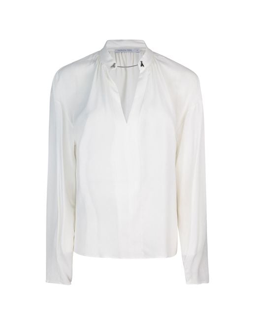 Patrizia Pepe White Blusa Bianca Con Gemelli