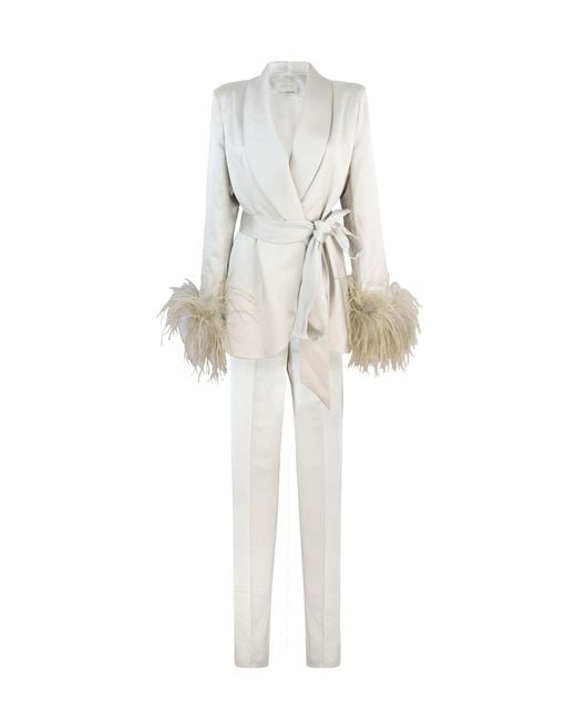 The Archivia White Tailleur Ives Con Piume