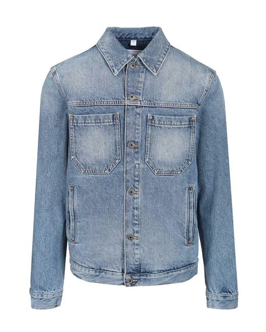 Off-White c/o Virgil Abloh Blue Half Arrow Printed Denim Skate Jacket for men