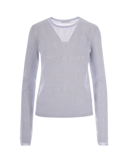 Patrizia Pepe Blue Crew Neck Logo Sweater