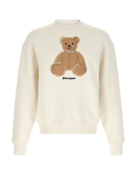 Palm Angels White Cozy Crew Neck Sweater For for men