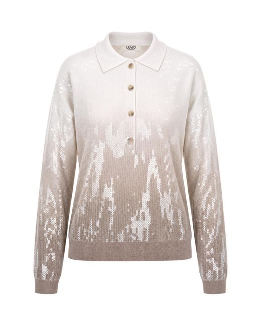 Liu Jo Multicolor Polo Con Paillettes Camel Shaded