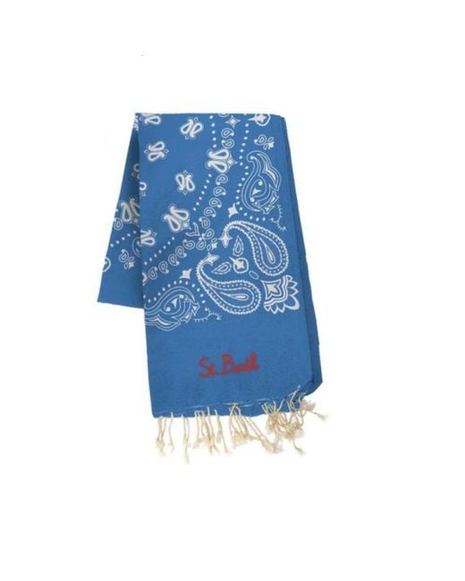 Mc2 Saint Barth Blue Telo Mare Foutas Bandana Azzurro
