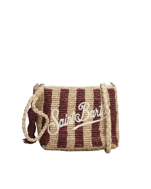 Mc2 Saint Barth Brown Pochette Rafia Stripes