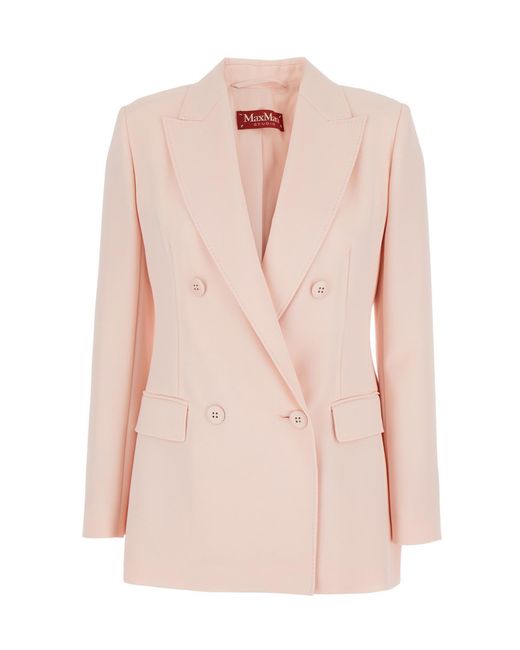 Max Mara Pink Wool Crepe Fitted Blazer