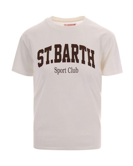 Mc2 Saint Barth White Graphic Crew Neck T-Shirt