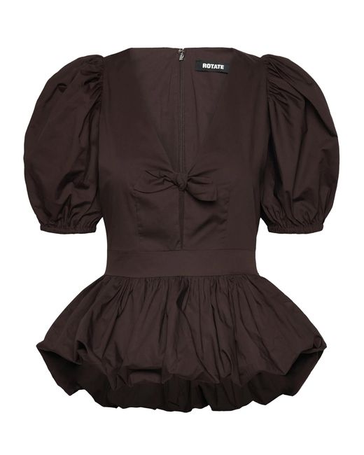 ROTATE BIRGER CHRISTENSEN Black Bubble Molé Top Puff Sleeve Bubble Molé Top