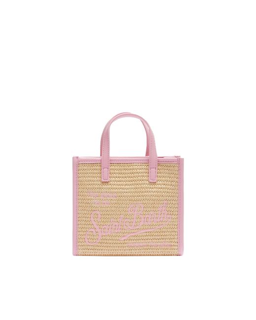 Borsa A Mano Vivian Mini Effetto Paglia di Mc2 Saint Barth in Pink