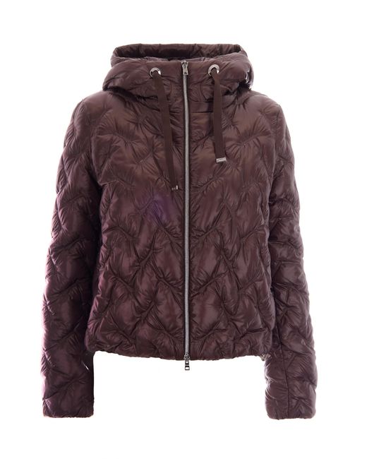 Herno Brown Dark Wave Quilted Hooded Down Jacket