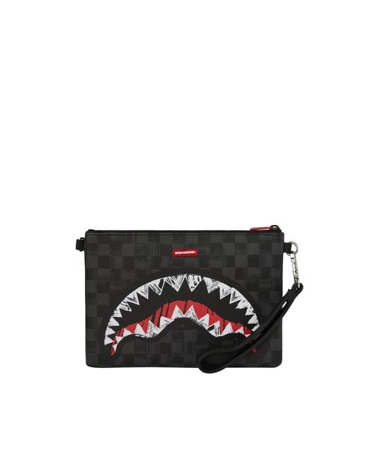 Sprayground Black Pochette Scribble Shark Crossover for men