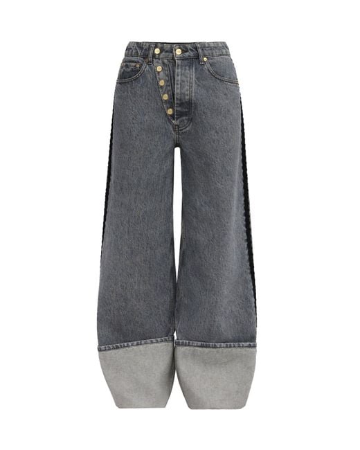 Ganni Gray Organic Cotton High-Waisted Jeans For