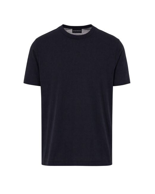 Emporio Armani Blue T-Shirt Girocollo Blu for men