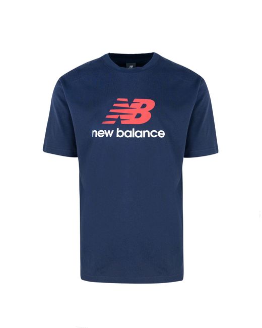 New Balance Blue T Shirt Athletics Logo Blu for men