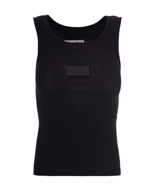 MM6 by Maison Margiela Black Canotta A Costine