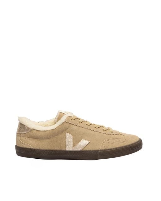 Veja White Sneakers Volley Fured Suede Dune Platine Eagle