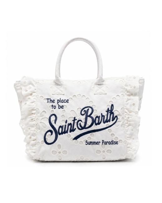 Mc2 Saint Barth White Borsa Vanity Volant Sangallo