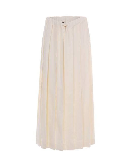 Fabiana Filippi White Techno Tailoring Pleated Skirt Elastic Waist