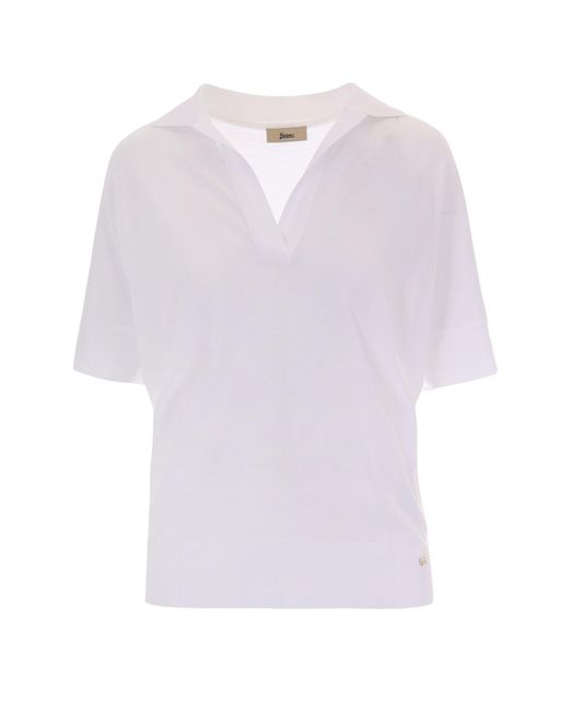 Herno White Jersey Polo