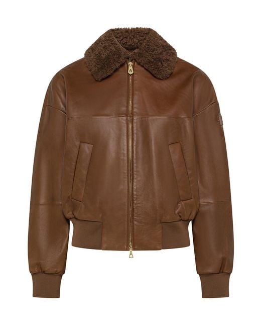 Peuterey Brown Bomber Pellicia Cuoio