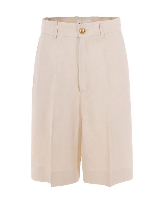P.A.R.O.S.H. White Cream Linen Bermuda Shorts