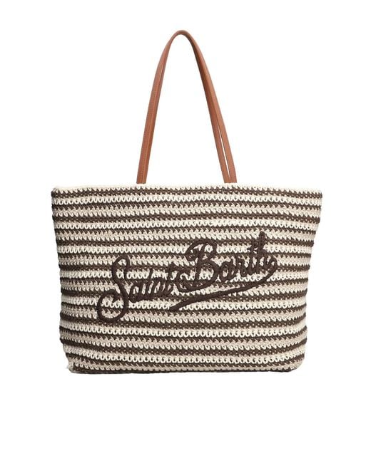 Mc2 Saint Barth Natural Borsa Crochet Stripes