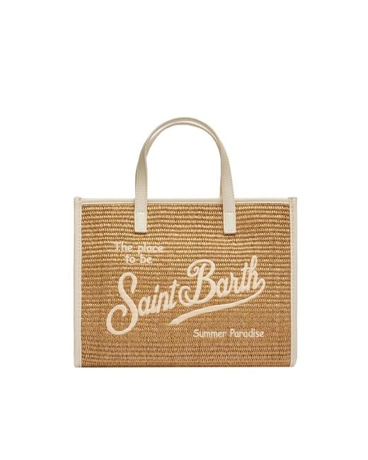 Borsa A Mano Vivian Midi Marrone Effetto Paglia di Mc2 Saint Barth in Natural