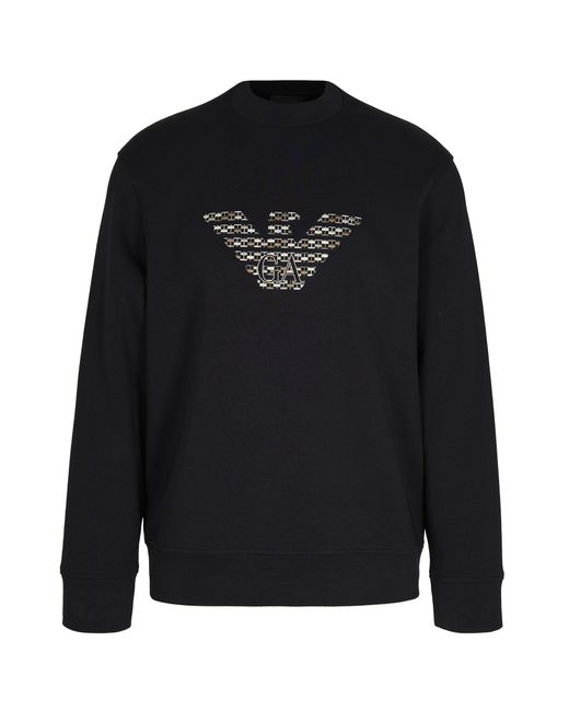 Emporio Armani Black Felpa Con Maxi Ricamo for men