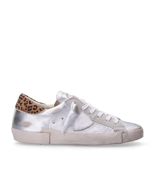 Philippe Model White Sneaker Bassa Prsx Metal Leo Argent Leo